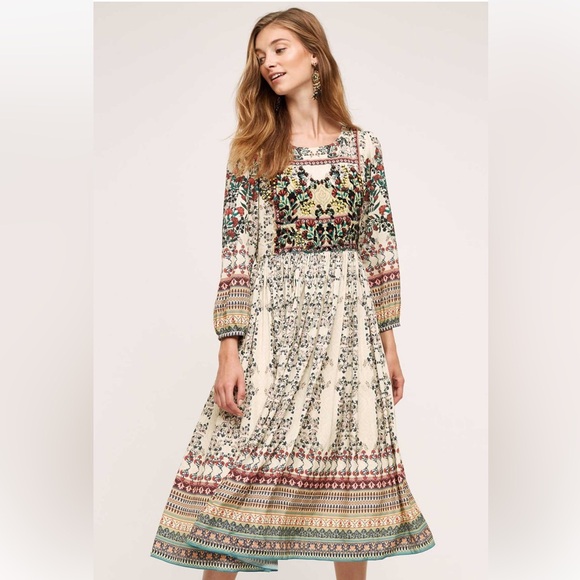 Anthropologie Bhanuni by Jyoti Avery Far Fields Beaded Midi Dress